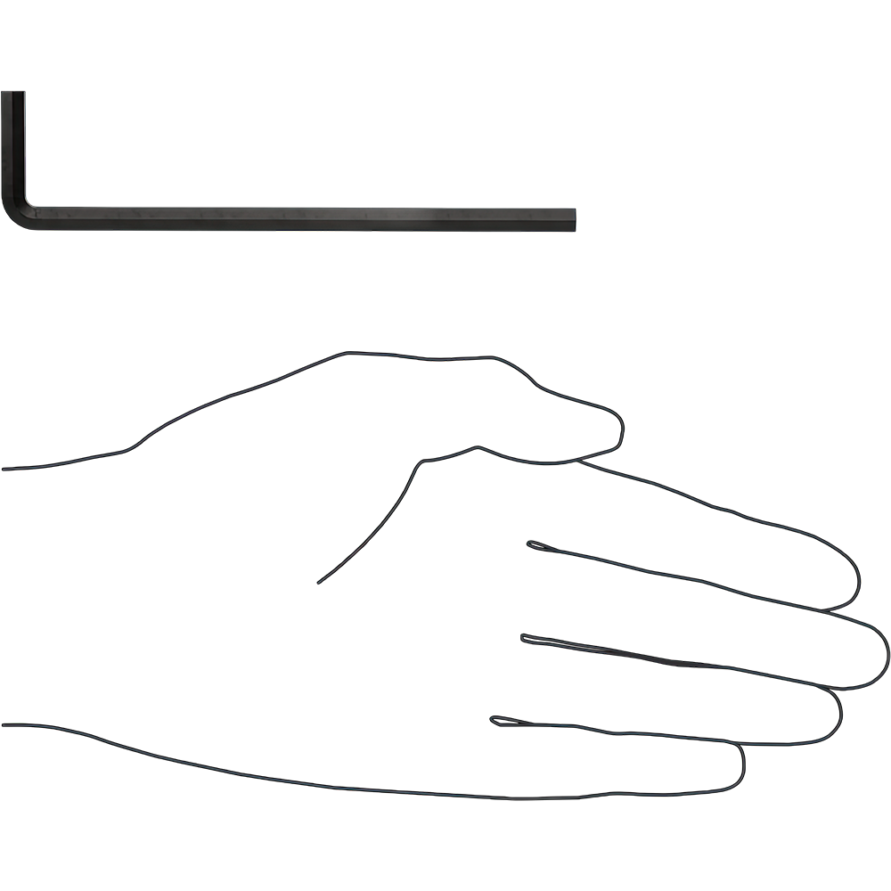 Hex L-Key With Standard Tip, 3/16" Size, 4-11/16" Overall Length